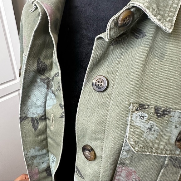 Lucky Brand Green Floral Utility Chore Jacket Women’s Size Small - Picture 5 of 9